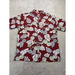 Avanti Tropical Monstera Shirt XL Red Cotton Hawaiian Aloha Tiki Beach Boho